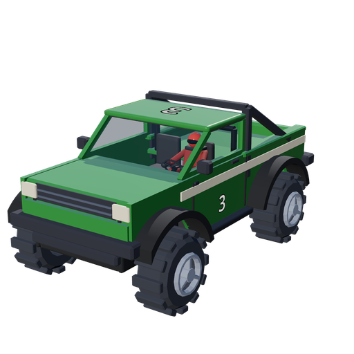 Rusty Axle's green #3 truck, rendered in the game