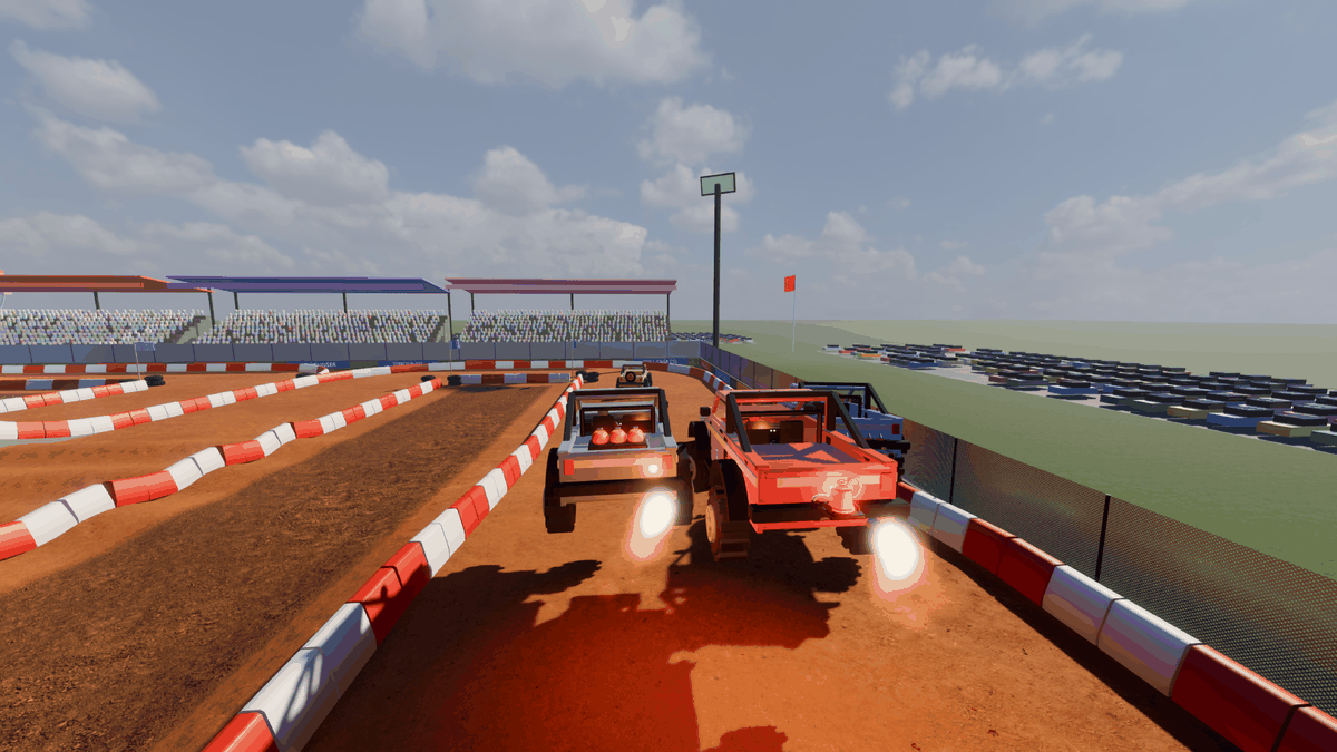 Nitro flames behind the updated trucks in the chase camera