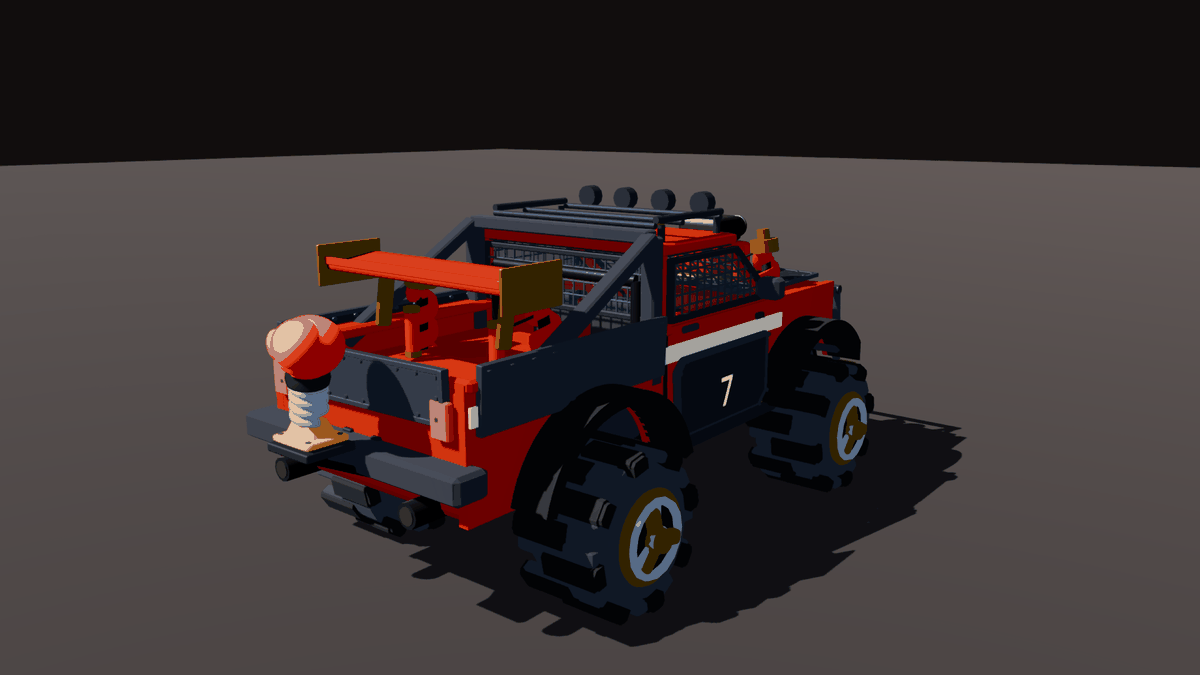Rear-mounted spring glove on the updated trophy truck